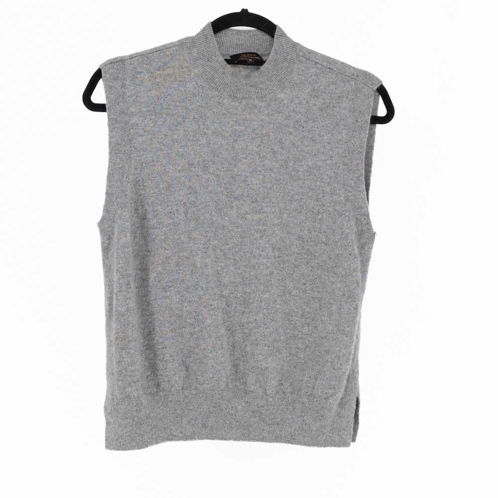 Quince Mongolian Cashmere Knit Stretch Mock Neck Sleeveless Sweater Heather Grey